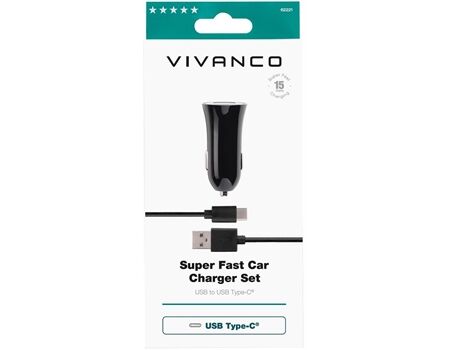 Vivanco 3A USB KFZ Ladegerät sz. CARCHARGERVVUSBC3AL