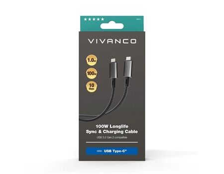 Vivanco HQVVUSB31CC10BK LongLife USB 3.1 Type-C Kabel (1m)