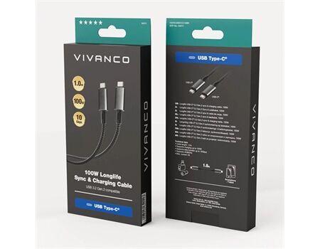 Vivanco HQVVUSB31CC10BK LongLife USB 3.1 Type-C Kabel (1m)