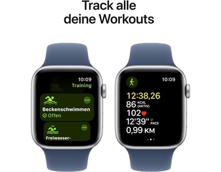 Apple Watch SE EUR (44mm) GPS S/M silber/denim