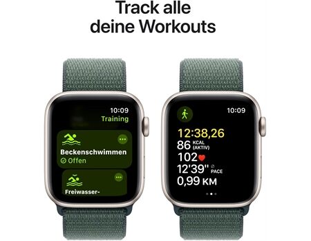Apple Watch SE EUR (44mm) GPS SL polarstern/seegrün