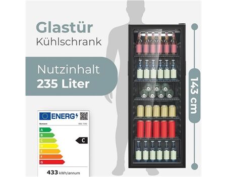 Bomann KSG 7292 Glastüre 143cm schwarz EEK: C**