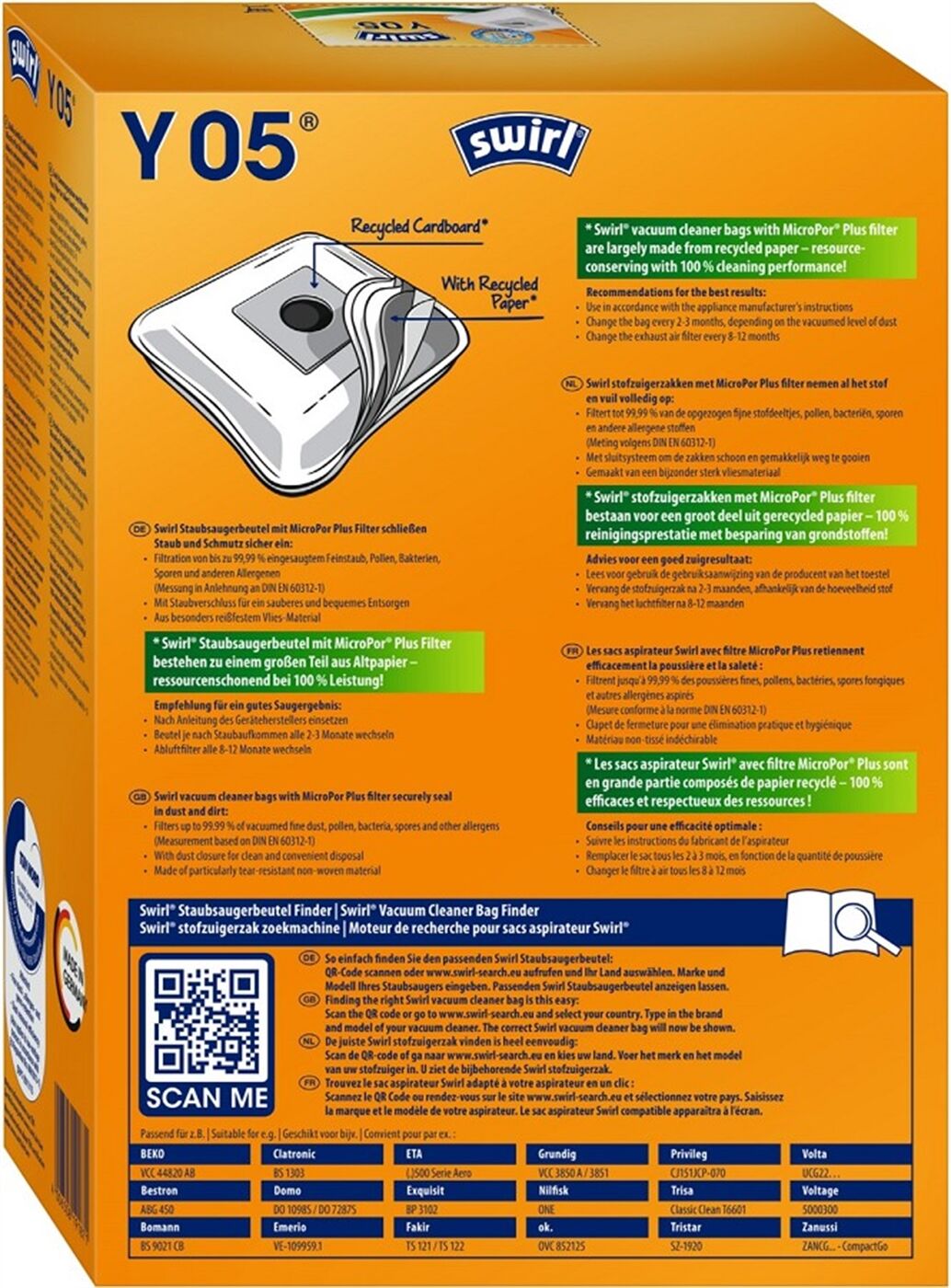 Swirl Y05 MP Staubbeutel