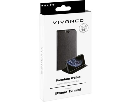 Vivanco iPhone 12 Mini Premium Klapptasche PWVVIPH12BK