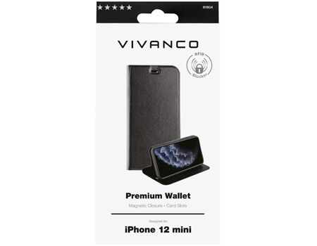 Vivanco iPhone 12 Mini Premium Klapptasche PWVVIPH12BK