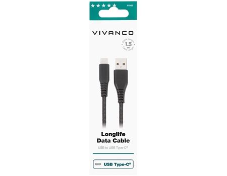 Vivanco HQVVUSBC20A15BK Longlife USB-C Kabel 1,50m Nylon