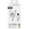 Vivanco 3in1 Micro USB Kabel (1m) ws. DCVV3IN1USB10W