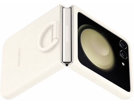 Samsung Z Flip 5 Silikon Case mit Ring creme