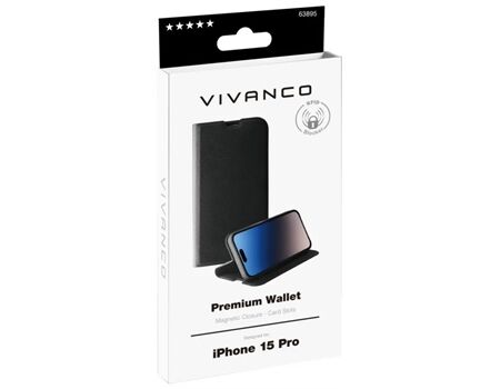 Vivanco iPhone 15 Pro Premium Wallet schwarz PWVVIPH15PBK