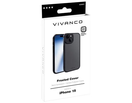 Vivanco iPhone15 FrostedCover semi-transp. FRSTCVVIPH15BK