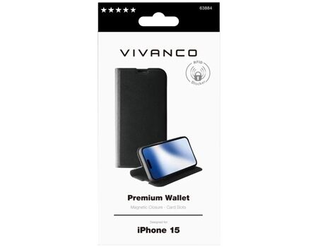Vivanco iPhone 15 Premium Wallet schwarz PWVVIPH15BK