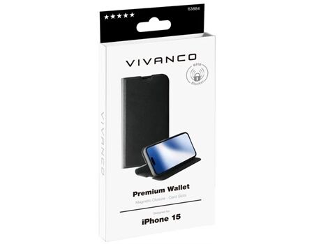 Vivanco iPhone 15 Premium Wallet schwarz PWVVIPH15BK
